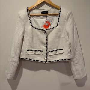 NWT Cider Metallic Ivory Tweed Cropped Blazer XL